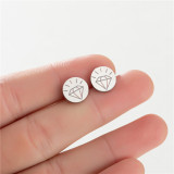 1 par de pendientes redondos de estilo Simple con forma de estrella y Luna, chapados en acero inoxidable