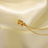 Collar con colgante chapado en oro de 18 quilates con revestimiento de acero inoxidable y flores de estilo simple