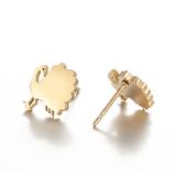 Pendientes huecos de acero inoxidable con forma de animal de estilo simple, 1 par