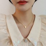 Collar De Clavícula Chapado En Acero De Titanio En Forma De Corazón De Moda