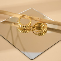 1 par de pendientes chapados en oro de acero inoxidable con revestimiento geométrico estilo IG