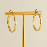 1 par de aretes de aro chapados en oro de 18 quilates de acero inoxidable chapado en color sólido estilo moderno estilo simple