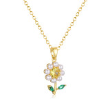 Collar con colgante de perlas artificiales chapado en oro de 18 quilates, latón, acero inoxidable, flor de viaje bonita y elegante, a granel