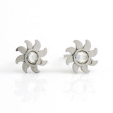 Pendientes con diamantes de imitación chapados en acero inoxidable geométricos de estilo simple 1 par