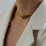 Moda Letra Chapado en acero inoxidable Collares en capas 1 pieza