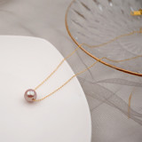 Estilo Simple Collar de Acero Titanio con Perlas Redondas 1 Pieza