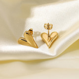 Pendientes de corazón de acero inoxidable chapados en oro de moda joyería al por mayor