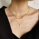 Collares acodados chapados en oro de 18 quilates con revestimiento de acero de titanio geométrico de estilo simple