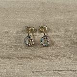 Pendientes chapados en oro de 14K con incrustaciones de cobre y circonita, elegantes y lujosos, estilo clásico, con letras asimétricas, 1 par