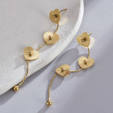 1 par de pendientes colgantes chapados en oro de 14 quilates de acero inoxidable con forma de corazón, elegantes y sencillos
