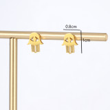 Pendientes huecos chapados en acero inoxidable con mano de Fátima y letras de tortuga a la moda, 1 par