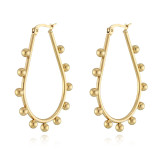 Pendientes chapados en acero inoxidable, cuadrados, redondos, triangulares, a la moda, 1 par