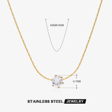 Collar de concha de diamantes de imitación con incrustaciones de acero de titanio geométrico de acero inoxidable estilo IG