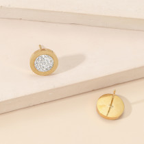 1 par de pendientes chapados en oro de 18 quilates con incrustaciones de diamantes de imitación chapados en acero de titanio con número de estilo Simple