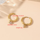 1 par de pendientes chapados en oro de 18 quilates con incrustaciones de acero y titanio de Color sólido Retro