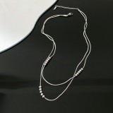 Xl321 Double-Layer Transfer Bead Necklace Steel Color #2