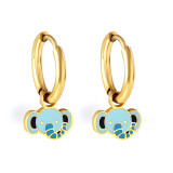 Pendientes colgantes chapados en acero inoxidable con forma de animal, 1 par