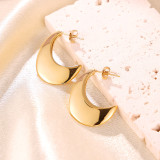 1 par de aretes chapados en oro de 18 quilates de acero inoxidable con revestimiento de luna estilo simple estilo clásico