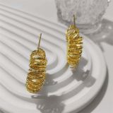 1 par de aretes chapados en oro de 18 quilates de acero inoxidable chapado en color sólido con forma de C estilo moderno informal