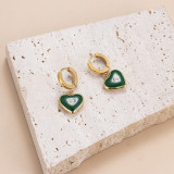 1 par de pendientes elegantes de circonita con incrustaciones de acero inoxidable rectangulares con forma de corazón y borlas para mujer