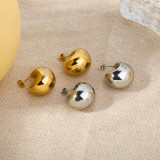 1 par de aretes chapados en oro de 18 quilates de acero inoxidable grueso con revestimiento pulido en forma de C de estilo simple