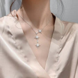 Collar elegante de circón y diamante con estrella de acero titanio y estrella de moda