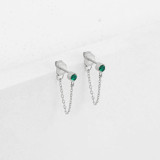 1 par de pendientes colgantes de diamantes de imitación de acero inoxidable con incrustaciones geométricas de estilo simple