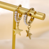 Pendientes colgantes chapados en oro de 18 quilates de acero inoxidable chapado asimétrico sol estrella luna viajero estilo simple 6 piezas
