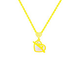 Elegante letra en forma de corazón Chapado en acero de titanio con incrustaciones de perlas artificiales collar con colgante chapado en oro de circón
