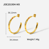 Pendientes de circón coloreados en forma de C grandes de acero inoxidable de oro de 18 quilates retro de moda
