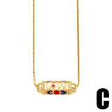 Collar chapado en cobre con ojo de diablo retro