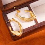 1 par de aretes chapados en oro de 18 quilates de acero inoxidable con ondas redondas en forma de C de estilo Simple Retro