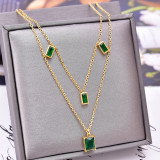 Estilo Simple Geométrico Cuadrado Titanio Acero Chapado en Oro Diamantes de imitación Collares en capas 1 Pieza