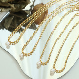 Collar de acero de titanio de color sólido con incrustaciones de perlas artificiales collares de acero inoxidable