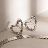 1 par de pendientes de acero inoxidable huecos chapados en forma de corazón estilo Simple estilo IG