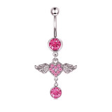 1 pieza lindo dulce letra forma de corazón mariposa chapado incrustación acero inoxidable circón ombligo Stud