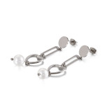 Nuevos pendientes largos de perlas en forma de corazón joyería creativa Retro Simple de acero inoxidable al por mayor