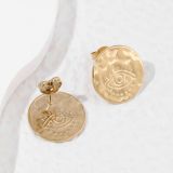 1 par de pendientes clásicos lujosos chapados en Color sólido de acero inoxidable chapados en oro de 18K