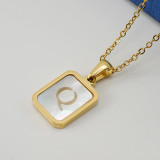 Collar con colgante de acero inoxidable con letras de moda, collares de acero inoxidable con concha chapada en oro