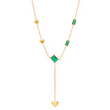 Estilo simple Cuadrado Forma de corazón Acero titanio Chapado en oro Diamantes de imitación Collar con colgante 1 pieza