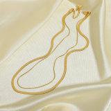 Collar Simple De Acero Inoxidable Chapado En Oro Con Cadena De Doble Serpiente