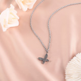Conjunto de collar en forma de corazón de mariposa de acero inoxidable creativo de moda
