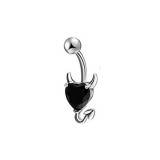 Anillo de circón de acero inoxidable con incrustaciones chapadas en forma de corazón, decoración para ombligo, estilo Simple, 1 pieza