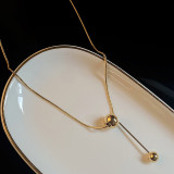 Collar chapado en oro de 18 quilates con revestimiento de acero de titanio de color sólido estilo IG