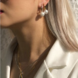 Pendientes chapados en cobre con perlas de estilo coreano