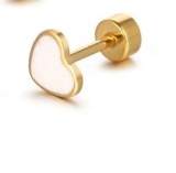 Pendientes tipo botón con revestimiento de acero de titanio en forma de corazón, estilo simple, 1 pieza