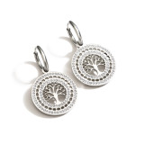 1 par de pendientes colgantes chapados en oro de 18 quilates con incrustaciones de árbol de estilo moderno y circonita de acero de titanio