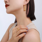 1 par de pendientes colgantes chapados en oro blanco chapado en oro blanco de 18 quilates de acero inoxidable chapado en cadena redonda de estilo Simple Retro