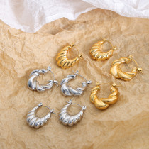 Pendientes chapados en oro de 18 quilates de acero de titanio con revestimiento torcido de color sólido de estilo simple