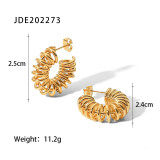 Pendientes Geométricos De Acero Inoxidable Chapados En Oro, 1 Par